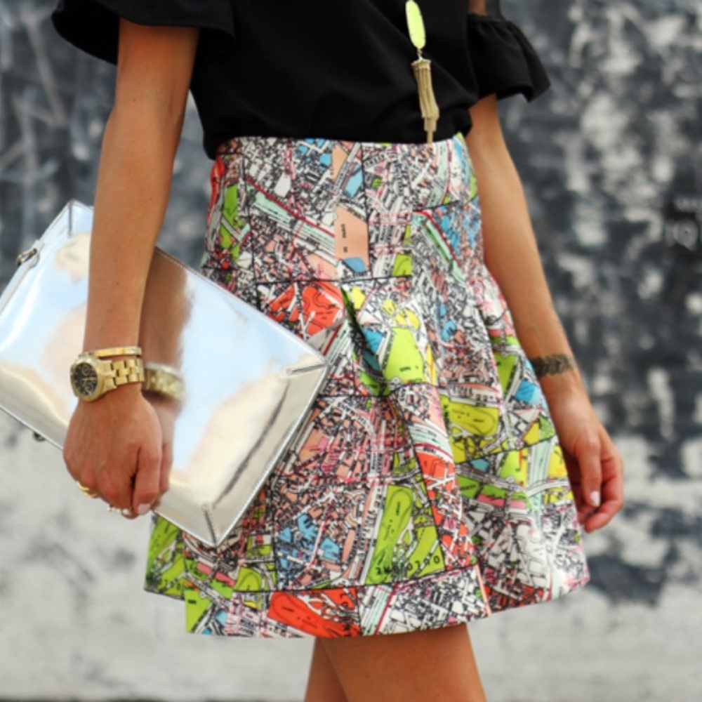 Maeve Anthropologie "The World is Yours" Map Print Mini Skirt - Size 4